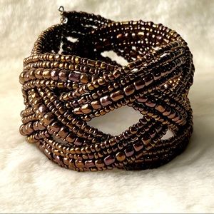Brown beaded cuff bracelet
